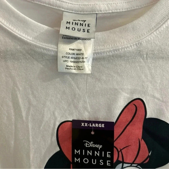 White Minnie mouse T-shirt with embroidered flowers size XXL NWT - Picture 3 of 4